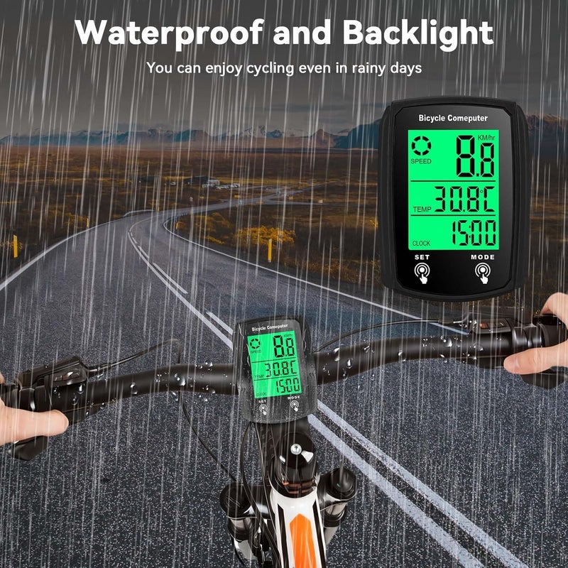 Frdhee Bike Computer Wired, Bicycle Odometer Wired MPH KM/H Bike Speedometer Waterproof Bike Odometer with Touch Sensor Switch, Big Digital LCD Screen, Automatic Wake-up - Image 3